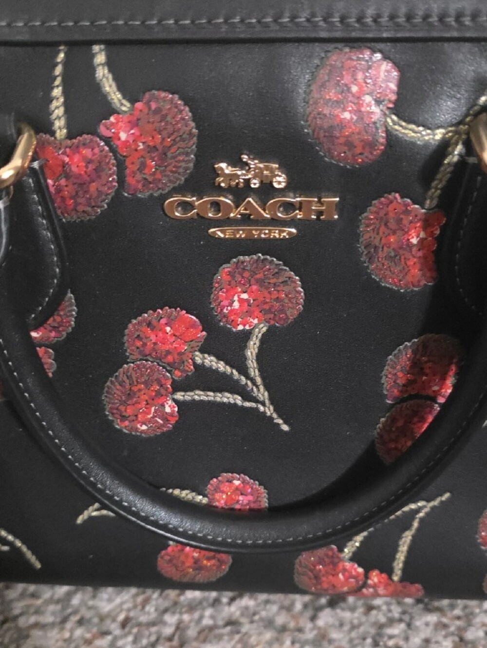 Coach Black Cherry Blossom  Satchel - Picture 2 of 7